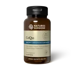brown bottle with grey label of CoQ10