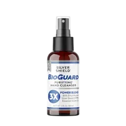 black bottle white label saying BIO GUARD in blue lettering