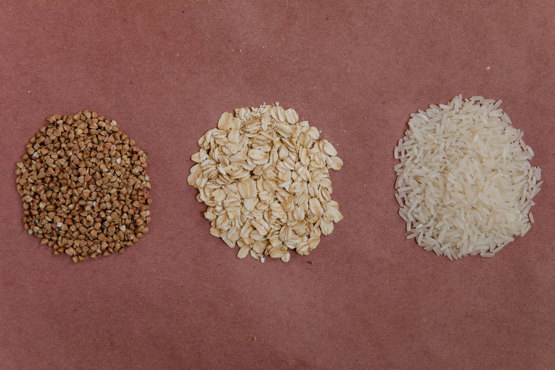 three portions of different grains 