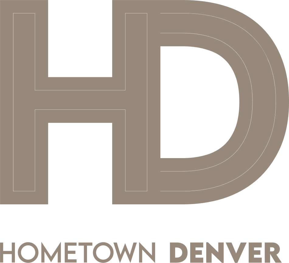A logo for hometown denver is shown on a white background.