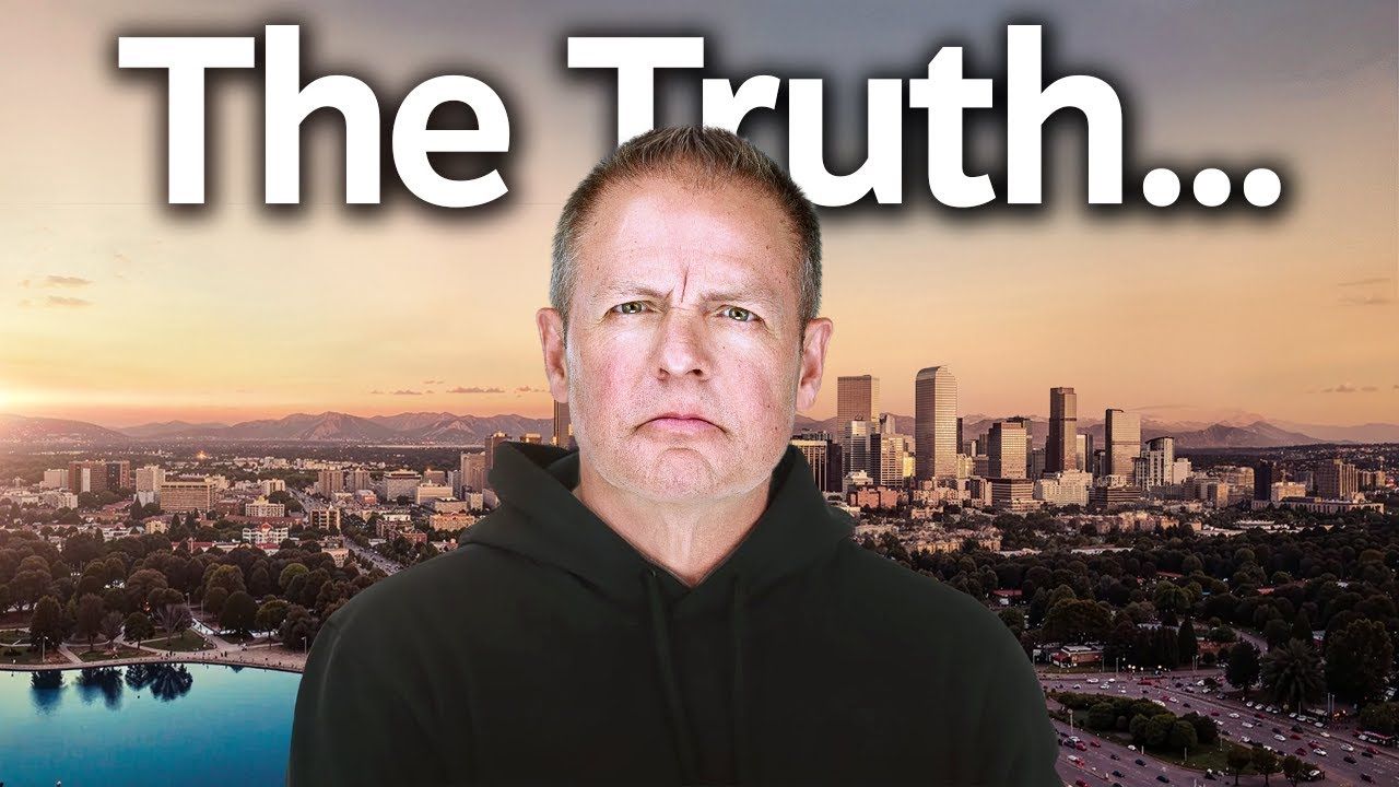 Man in black hoodie before a city skyline at sunset with text reading “The Truth…”