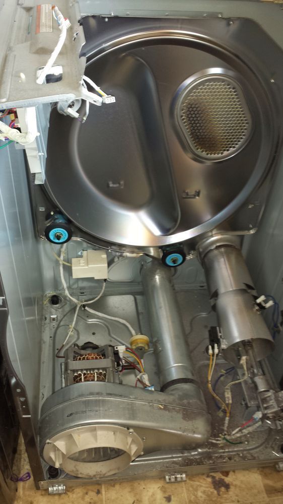 The inside of a washer and dryer is shown.