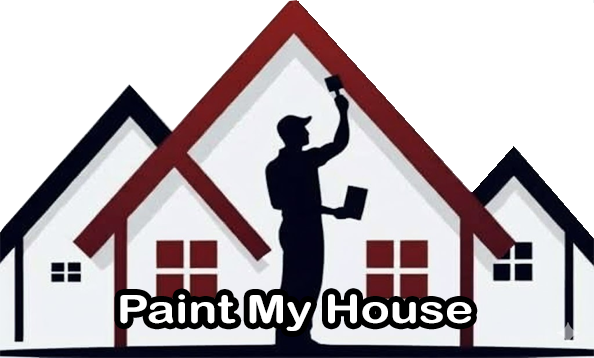 Silhouette of a person painting a house with a brush; logo for "Paint My House".