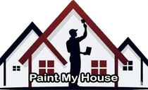 Silhouette of a person painting a house with a brush; logo for "Paint My House".