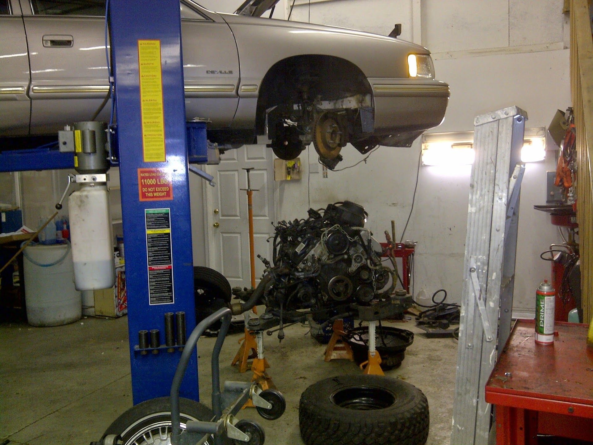 Vehicle On Lift With Engine Removed | Cole's Auto Repair & Service