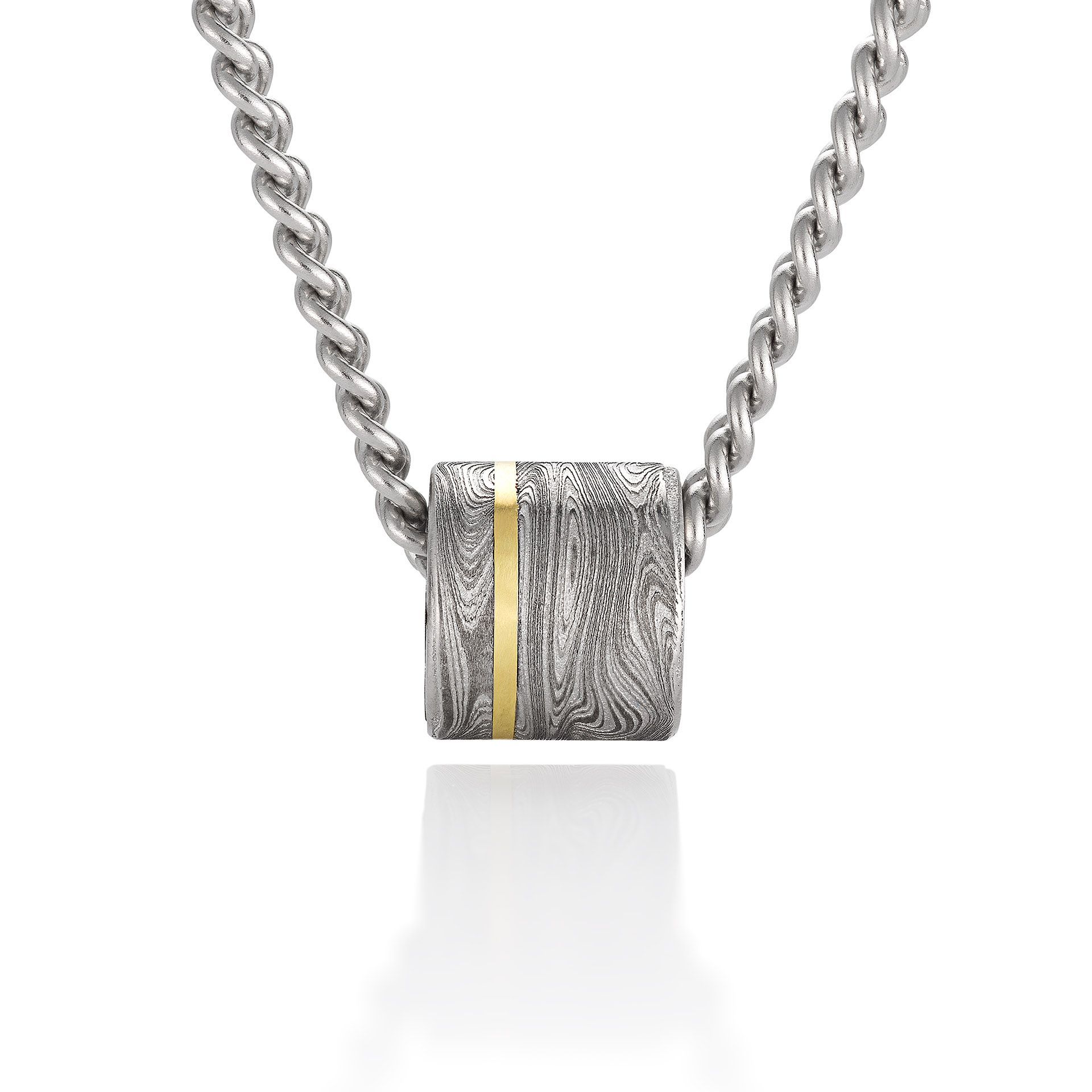 Damascus Bead with Gold Inlay