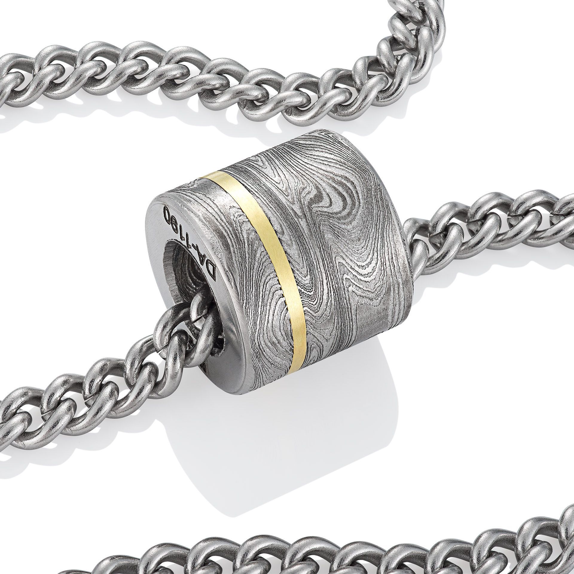 Damascus Bead with Gold Inlay