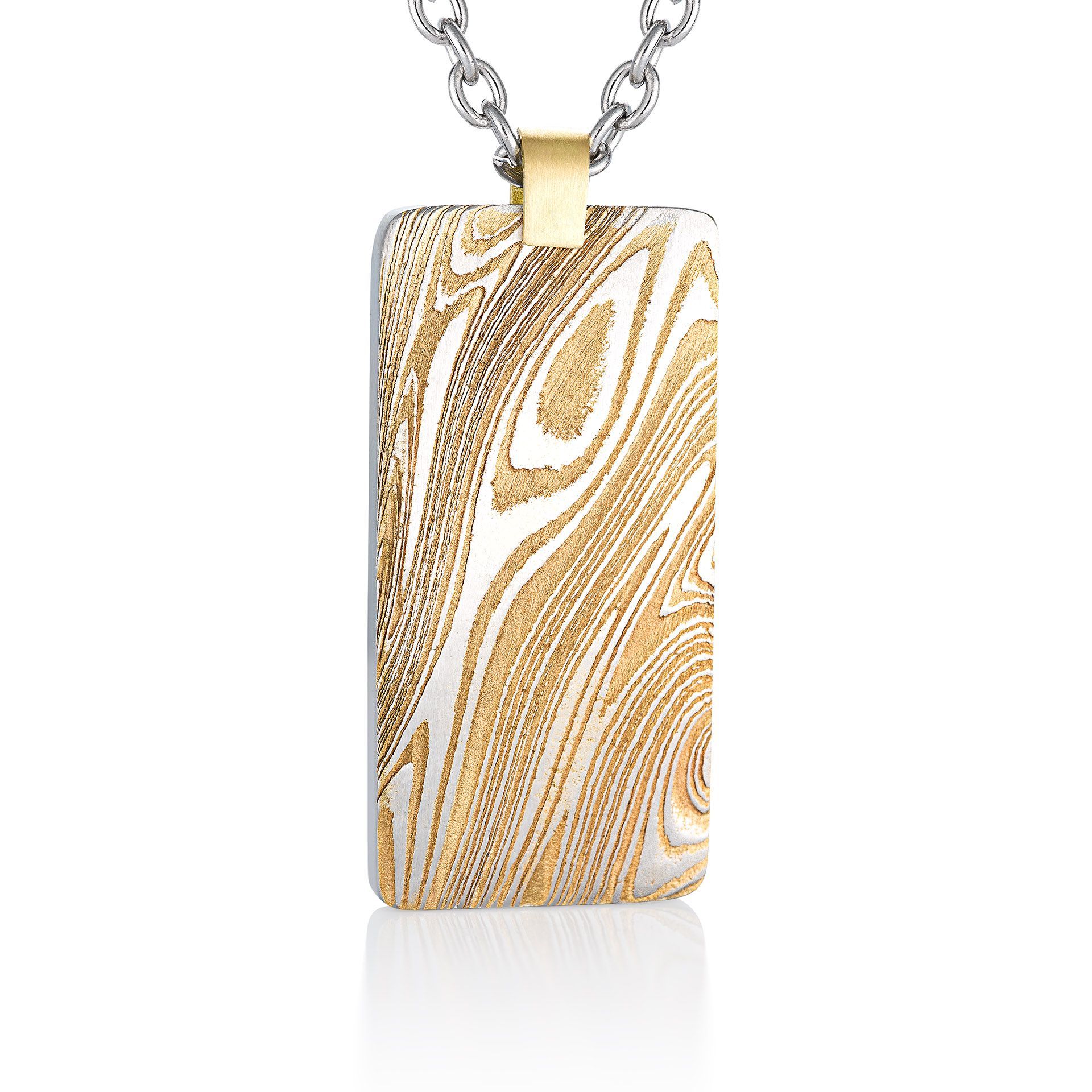 Damascus Dog Tag With Gold Wash