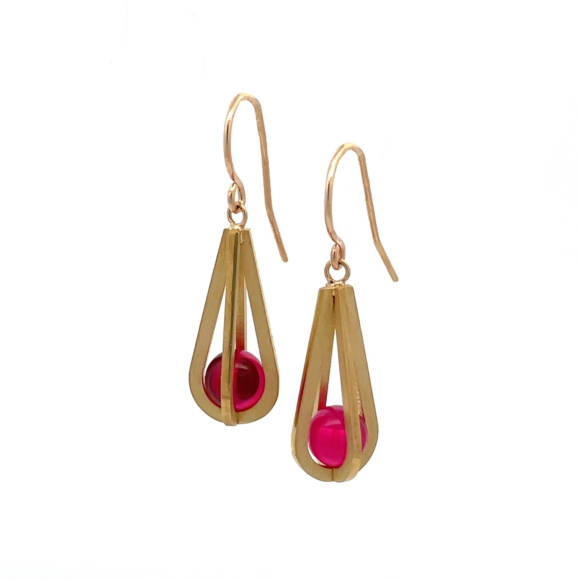 Ruby Sphere - Teardrop Earrings