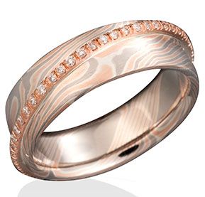 Mokume Ring - Diamond Overlay