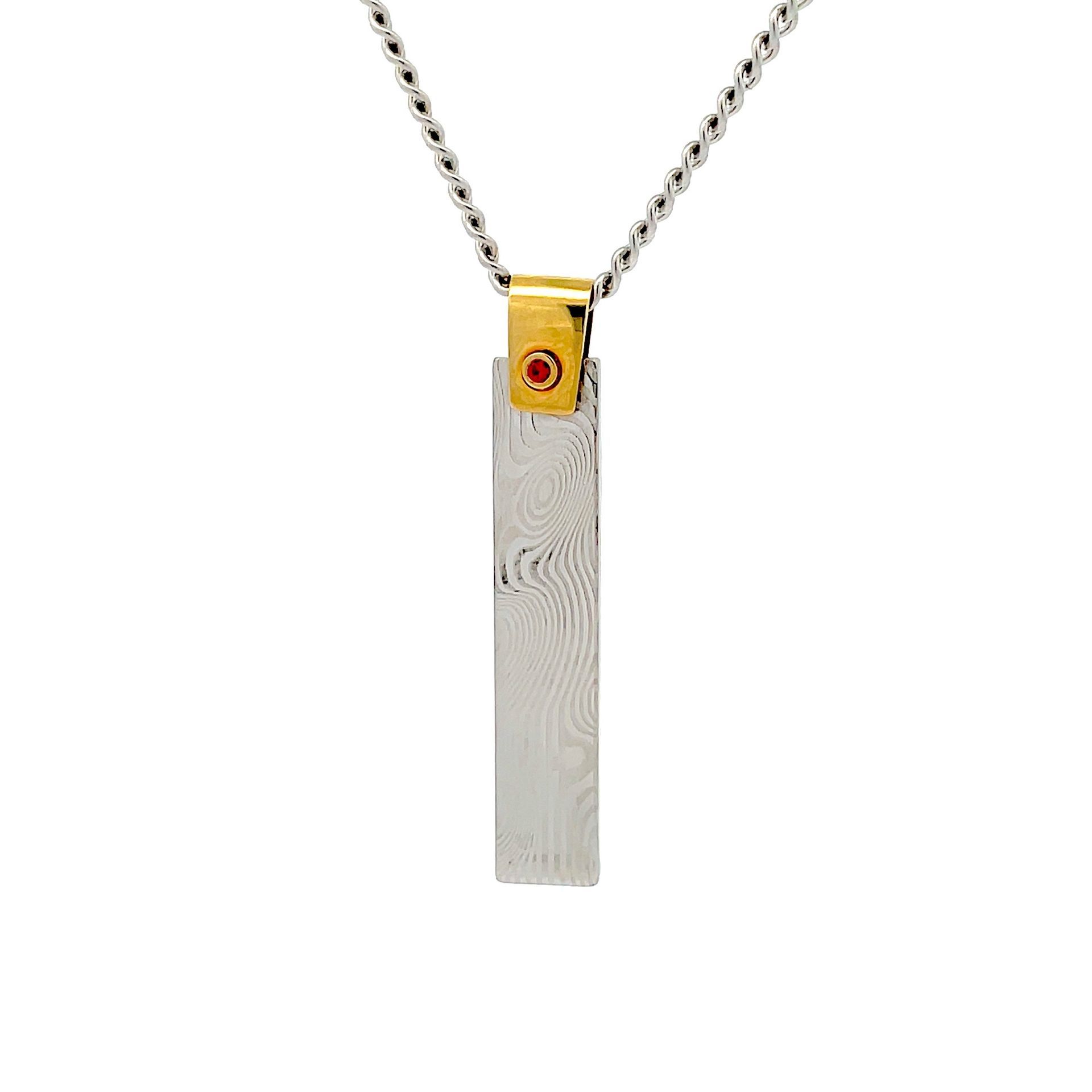 Reversible Damascus Pendant - Rectangle