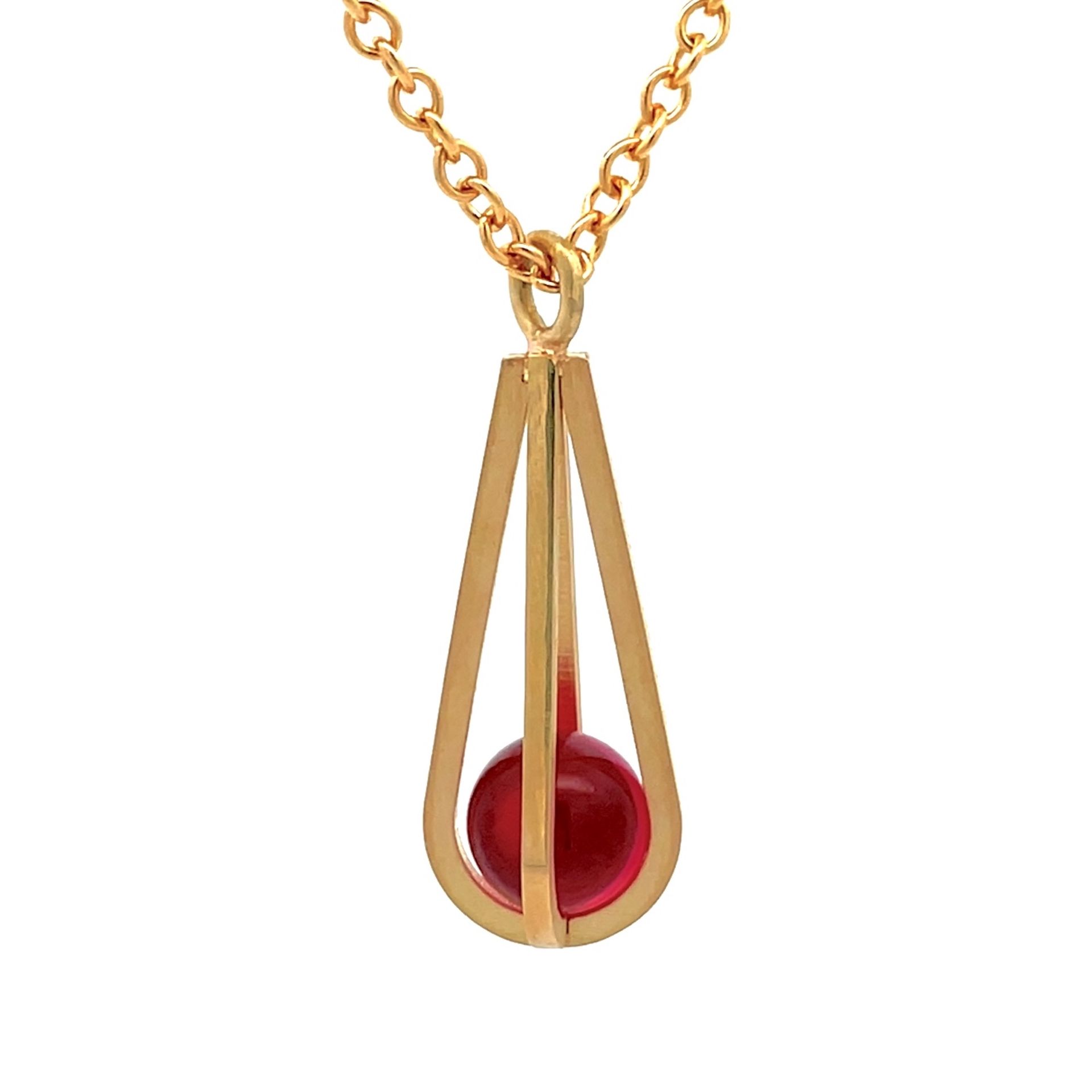 Ruby Sphere - Teardrop Pendant