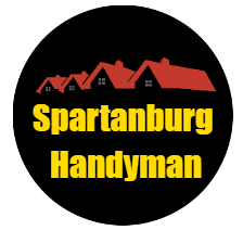 A logo for spartanburg handyman with houses on the roof