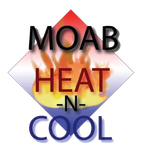 MOAB Heat-N-Cool logo with red diamond, flames, and black, orange, and blue text