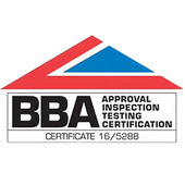 BBA logo with a red and blue roof graphic, text reads