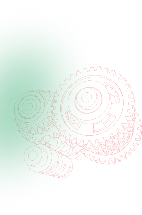 A drawing of gears on a green and white background. | Emerald Automotive