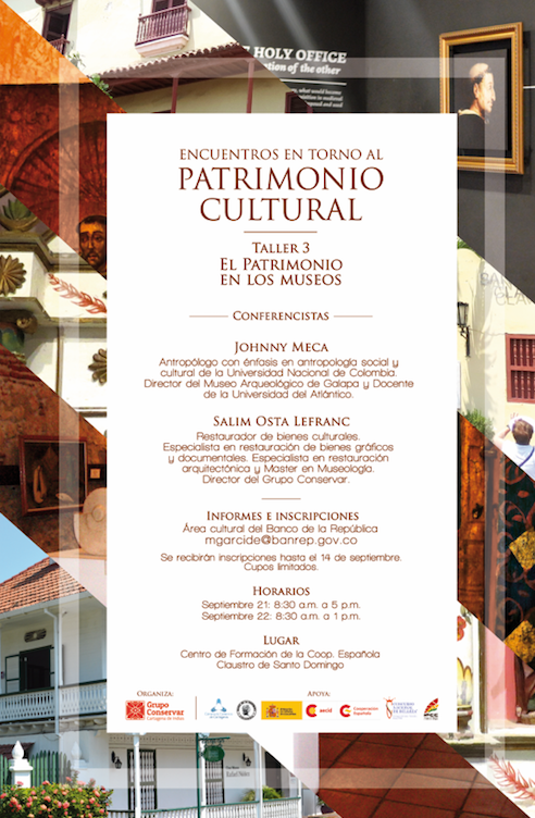 Cartel de los talleres de patrimonio cultural en León, con ponentes y horarios.
