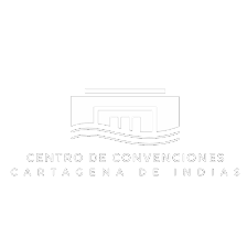 Contorno blanco del logotipo del Centro de Convenciones de Cartagena de Indias.