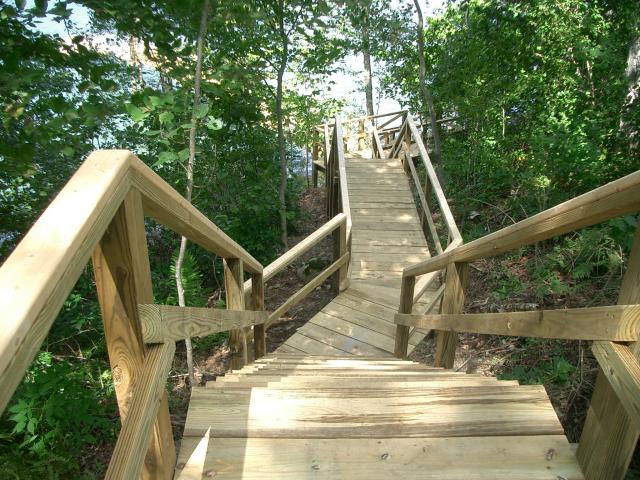 Pier Platforms — Wooden Stairways Going To Shoreline in Thomaston, ME