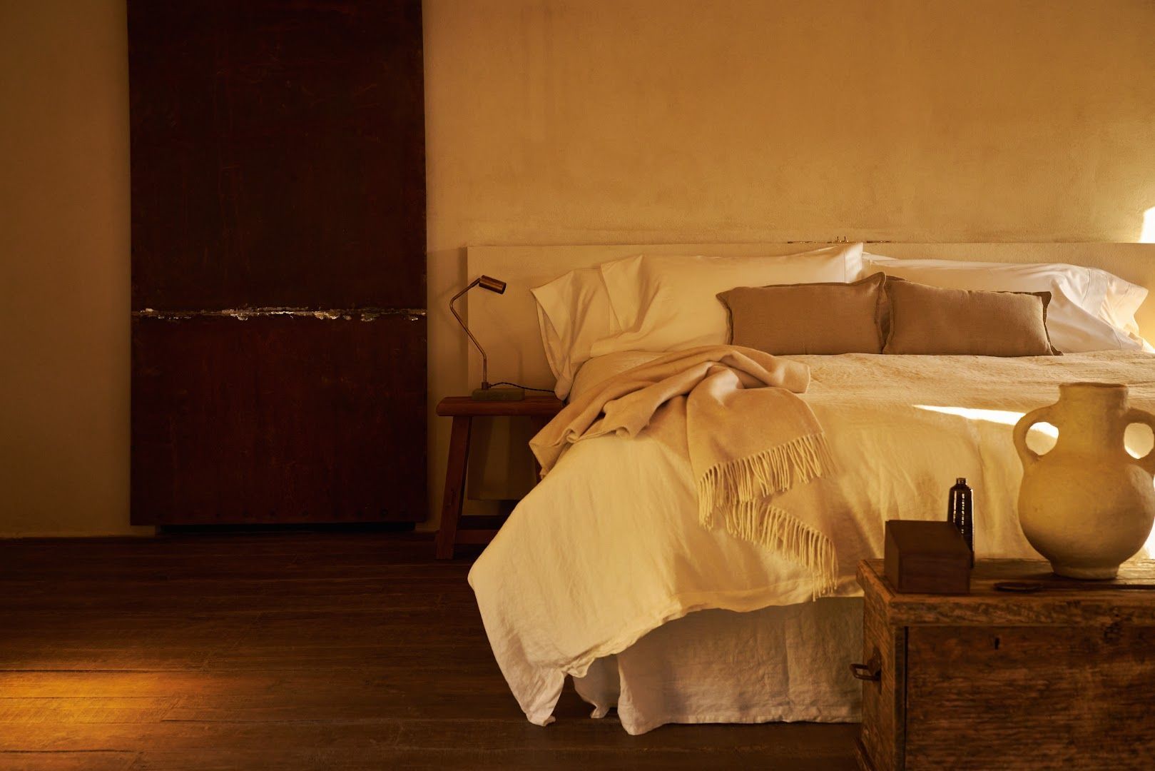 Bedroom of apartment 7. Unique category. One of our best suites. Decorated with noble materials.