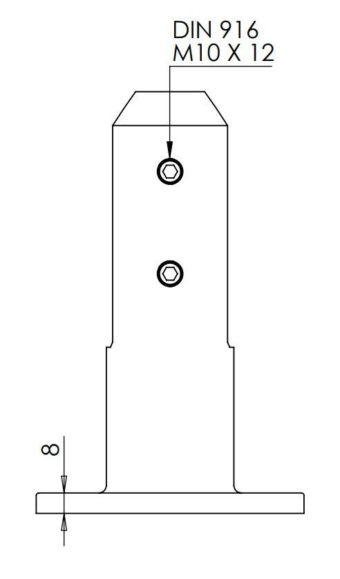 Glass Spigot Base Fix 12 - 15mm Glass Round Model Duplex 2205 stainless
