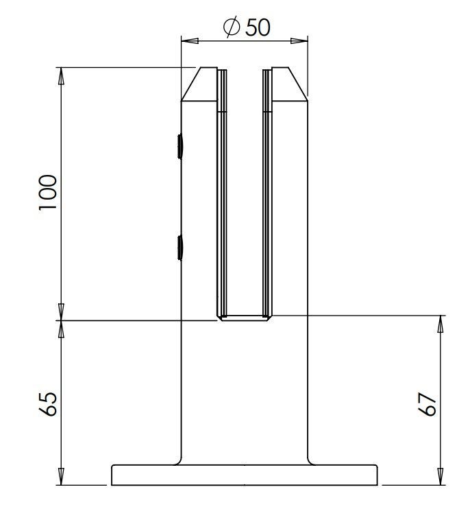 Glass Spigot Base Fix 12 - 15mm Glass Duplex 2205 PPC Matt Black