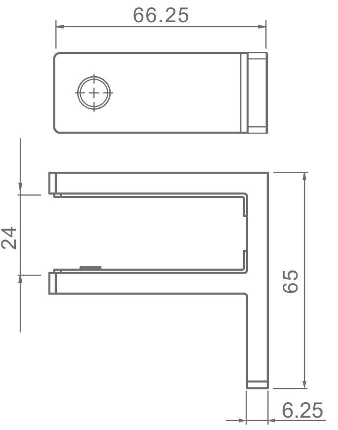 Wall Bracket Glass Stiffener Duplex 2205 Suits 20 to 21.5mm Glass