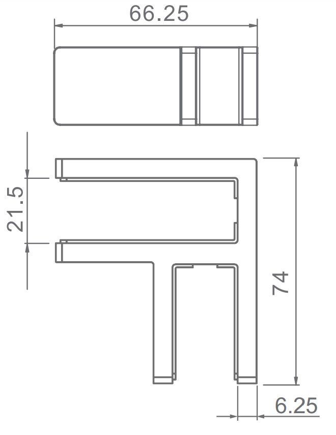 90 Degree Glass Stiffener Duplex 2205 Suits 16.76 to 19mm Glass
