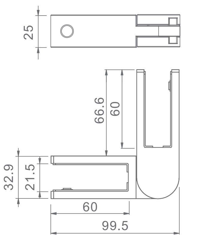 Adjustable Glass Stiffener Duplex 2205 Suits 16.76 to 19mm Glass