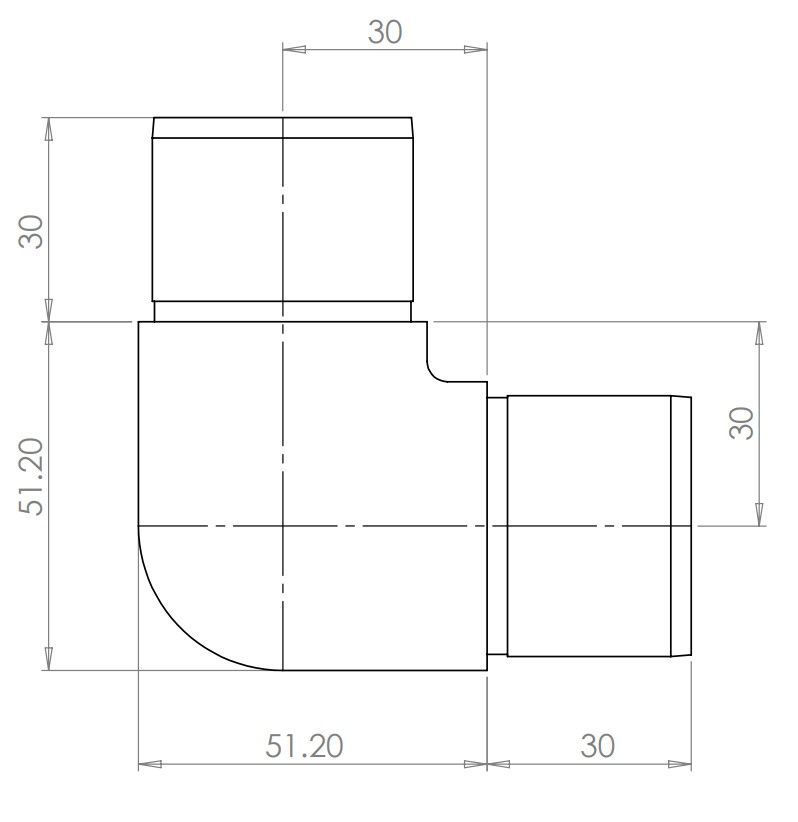 Round Elbow 90 Deg Corner 42.4mm Fix 316
