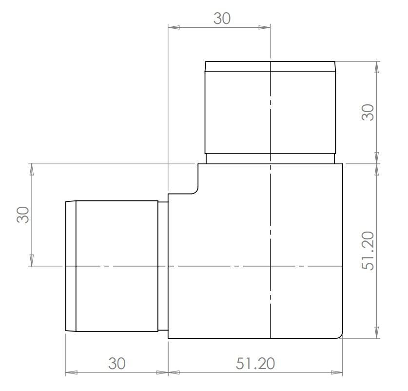Square Elbow 90 Deg Corner 42.4mm Fix 316