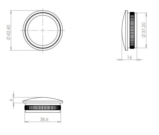 End Cap Raised Top Hammer Fit 42.4mm Fix 316