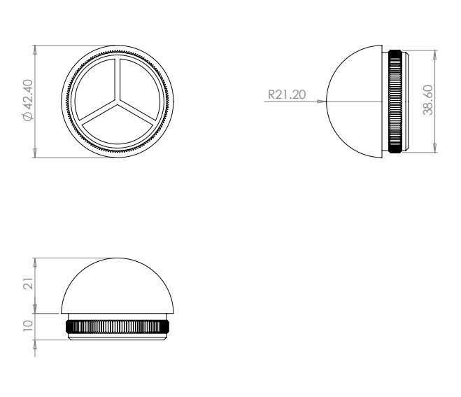 End Cap Dome Top Hammer Fit 42.4mm Fix 316