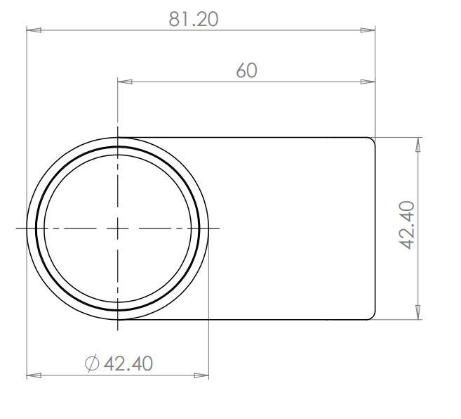 90 Degree Flush Angle Scroll End - Black 42.4mm Fix