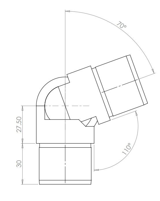 Adjustable Elbow - Smooth To Touch 42.4mm Fix - for 0 to 70 degrees 316