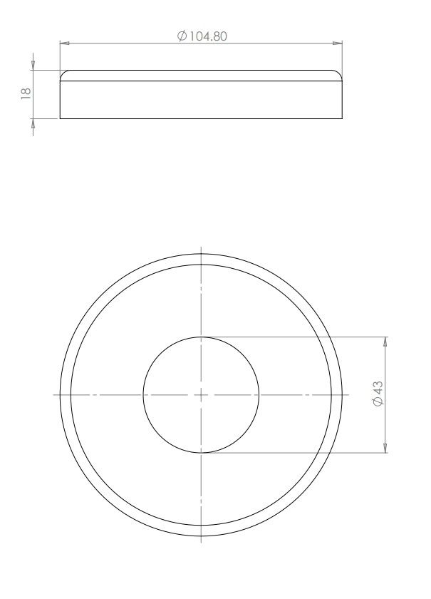 Cover Plate to suit 235C Base - Black For 42.4mm Tube