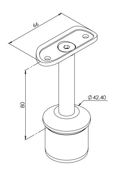 Handrail Saddle Bracket 42.4mm Fixed Spigot 316