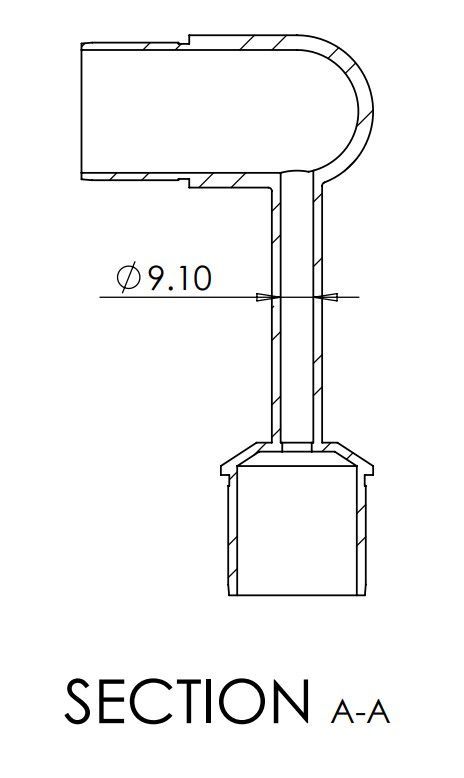 Handrail Bracket with 90 Degree Fixed Elbow - 316 Grade 42.4mm