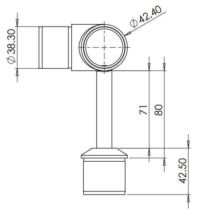 Handrail Bracket with 90 Degree End - Black Elbow 42.4mm