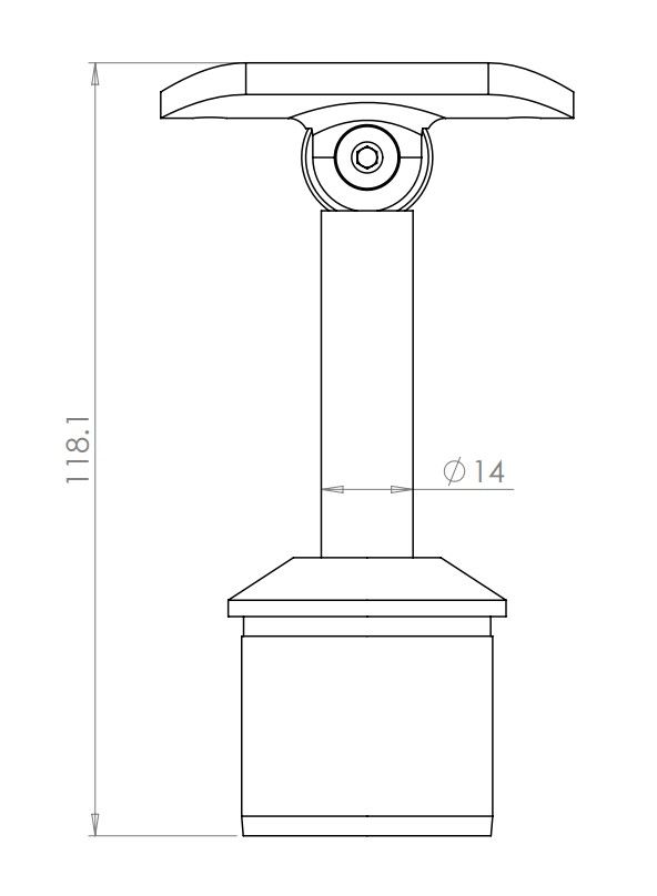 Handrail Saddle Bracket 42.4mm Fix Mounting Adj Spigot 316