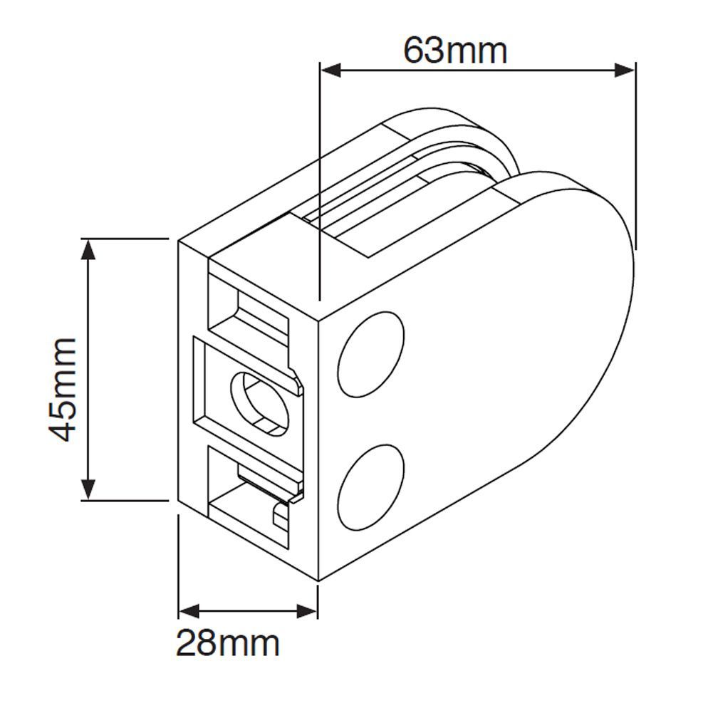 Flat Back Glass Clamp-10mm Glass Stainless 316 Satin Finish