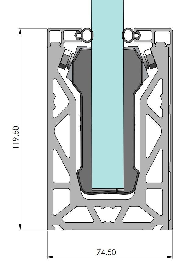 3000mm Silver Channel TOP MOUNT For Glass 12mm - 21.5mm Complete With Grips And Seals
