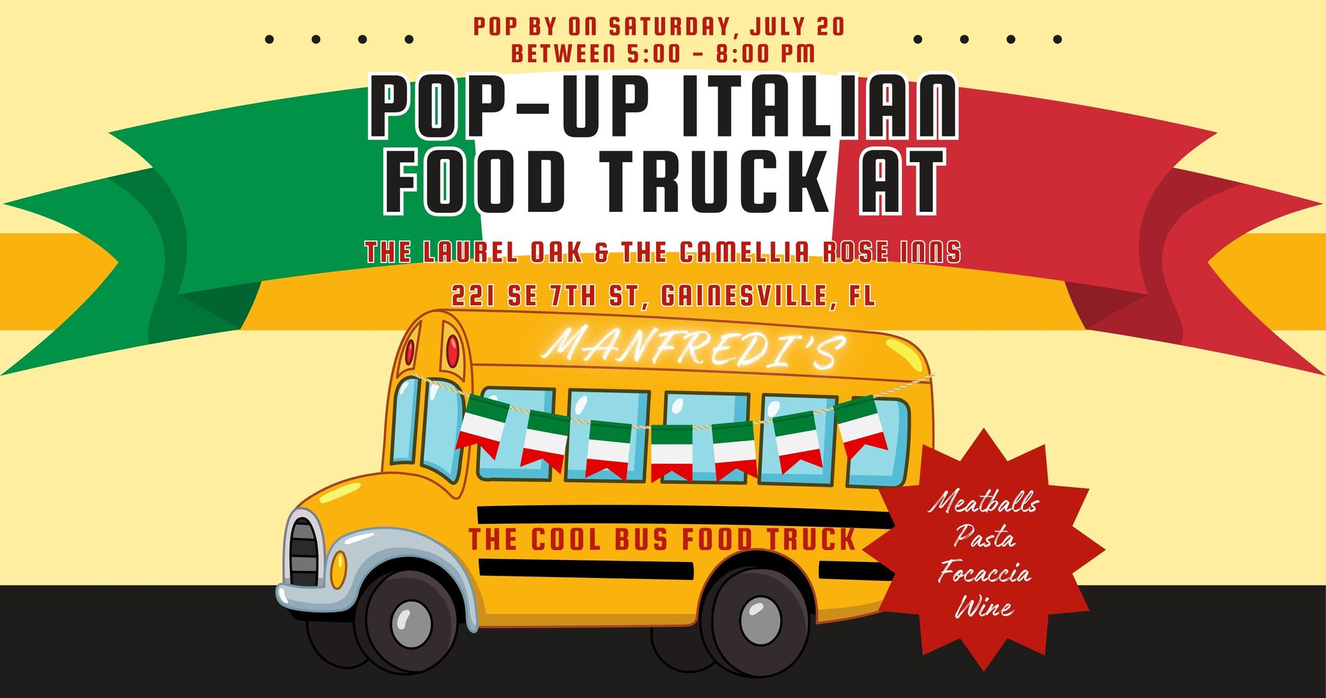 pop-up Italian foot truck at the laurel oak inn