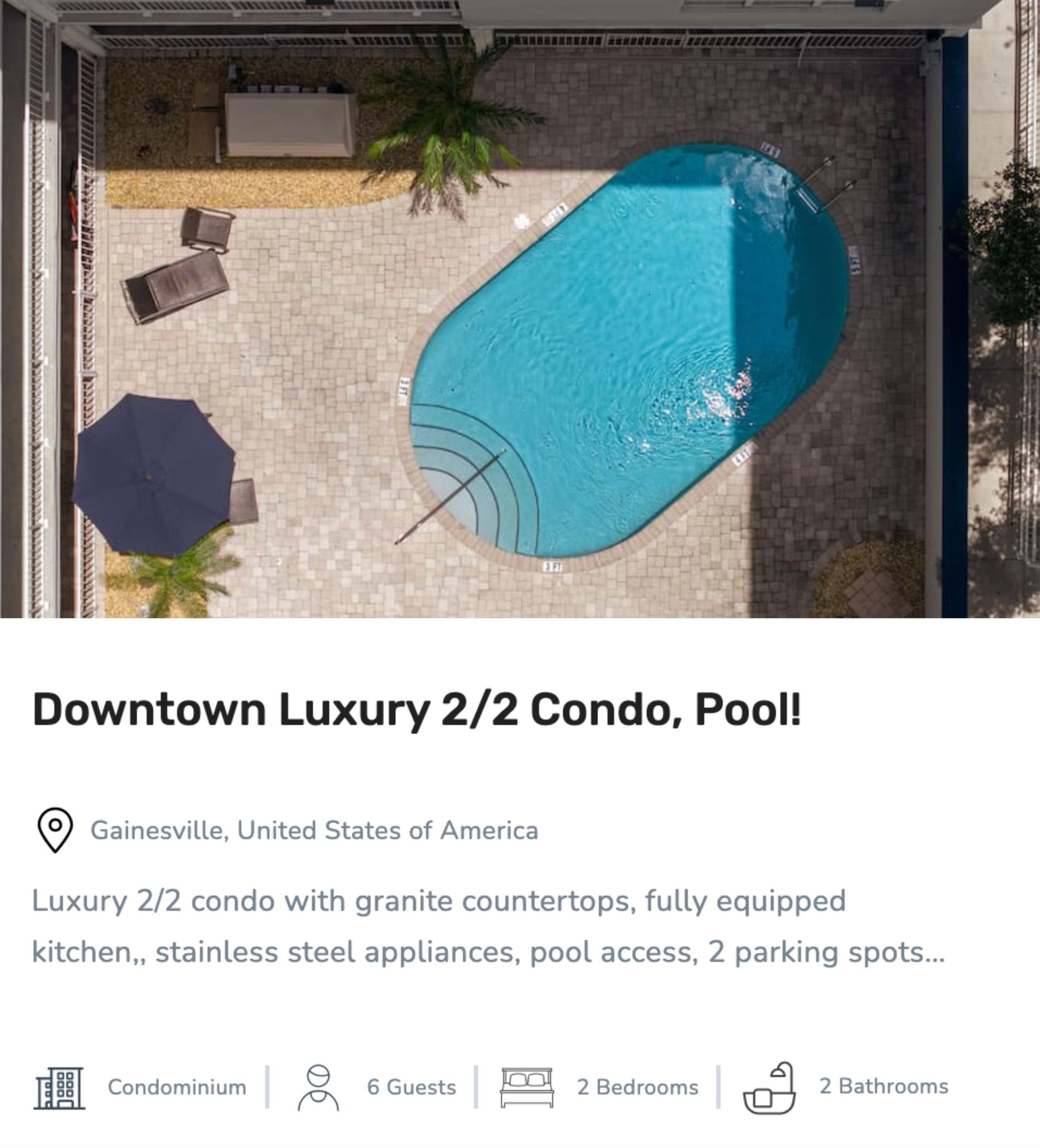 pool view of downtown luxury 2/2 condo