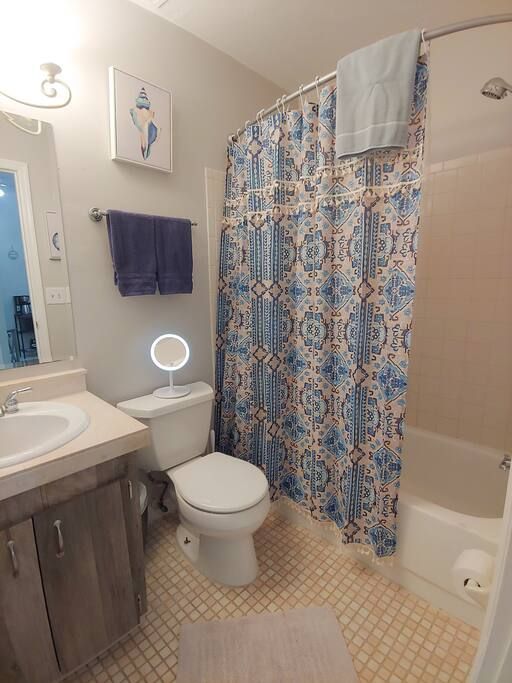 bathroom of a short term rental in centrally location in gianesville