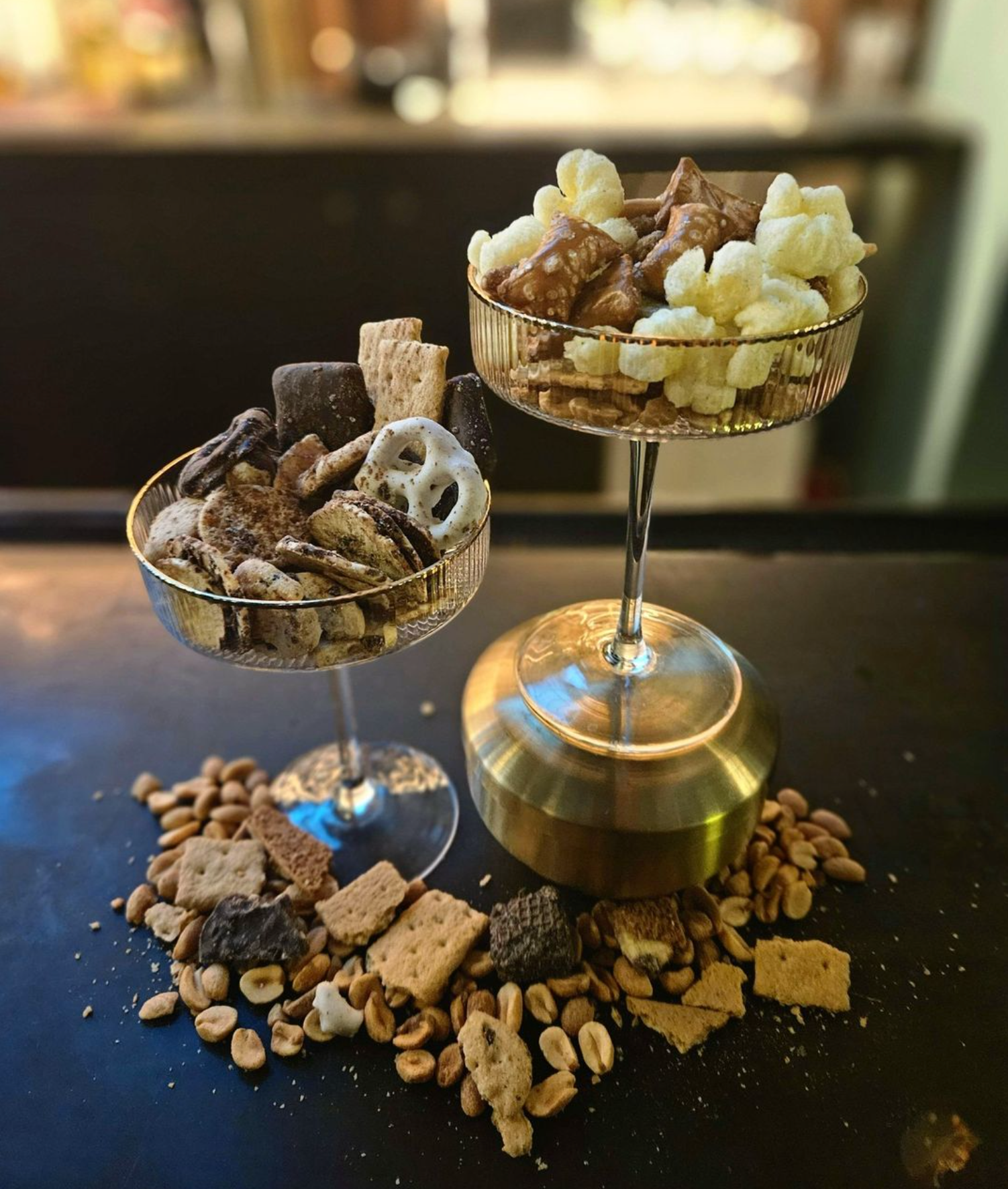 Snacks on a table at Kin Bar.