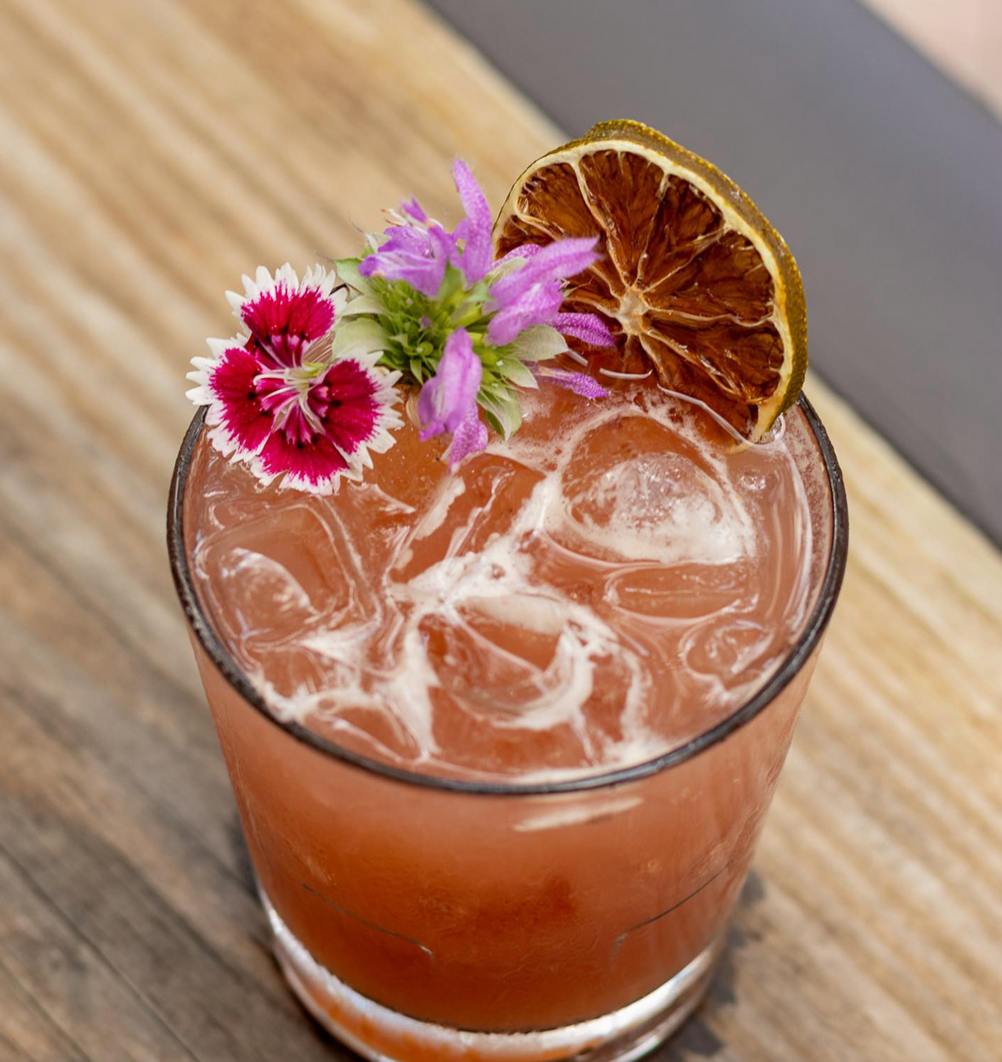 A craft citrus cocktail at Dragonfly Sushi.