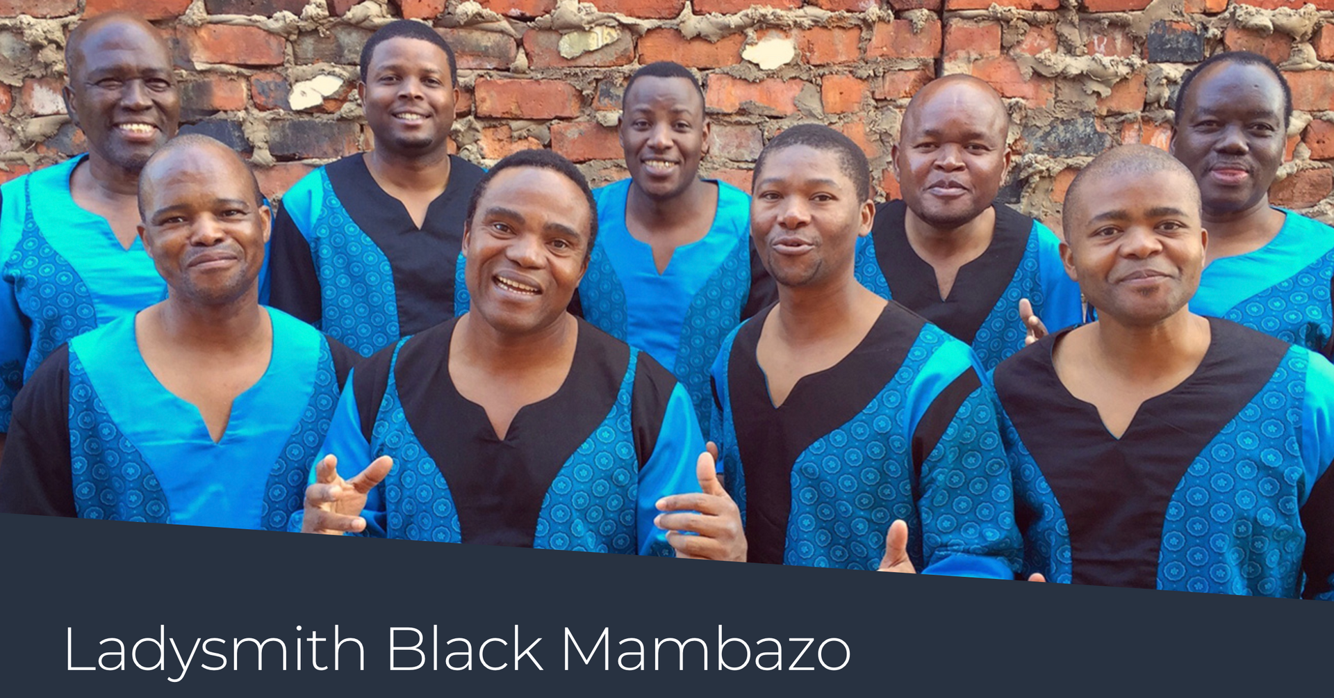 The Ladysmith Black Mambazo group of 10 young singers.