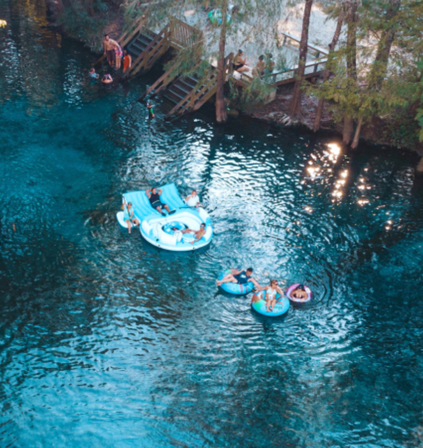Happy people floating on a Spring in Gainesville, FL