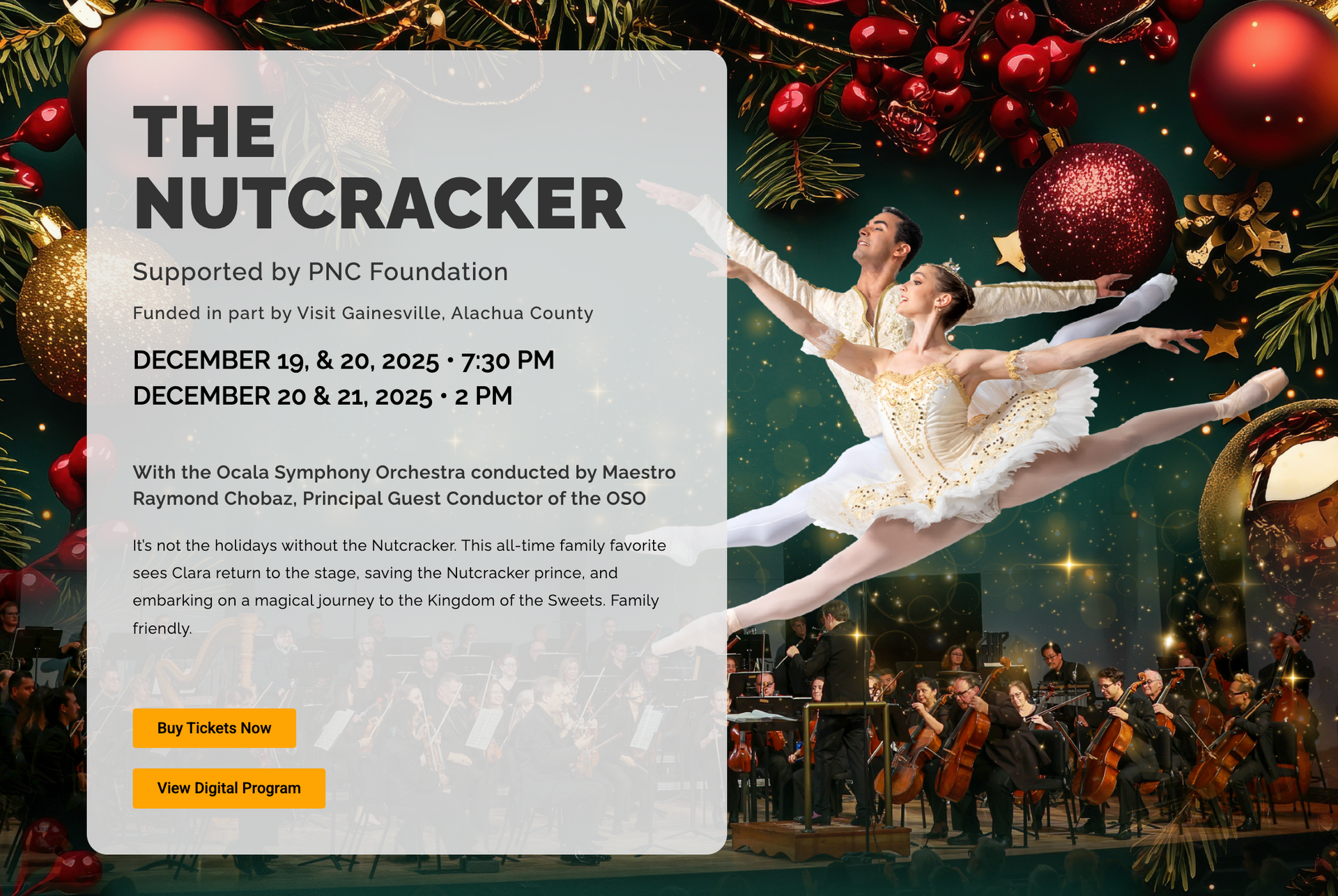 2 ballet dancers in a scene from The Nutcracker